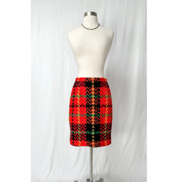 Carlisle Dresses & Skirts - Vintage Carlisle Red Plaid Knit Pencil Skirt